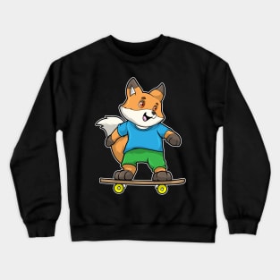 Fox as Skater with Skateboard Crewneck Sweatshirt